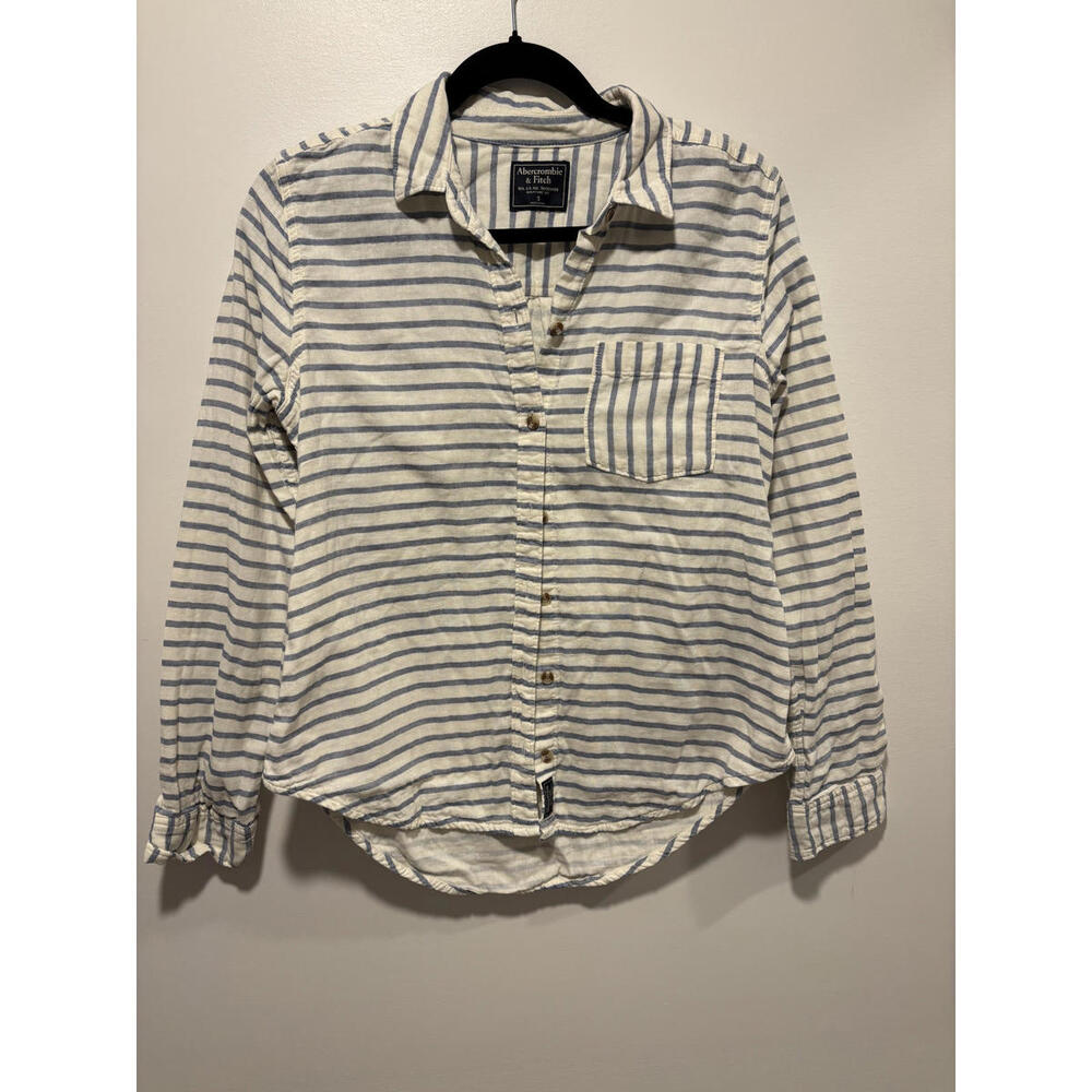 Vintage Y2k Abercrombie & Fitch Women's Striped Button-Up